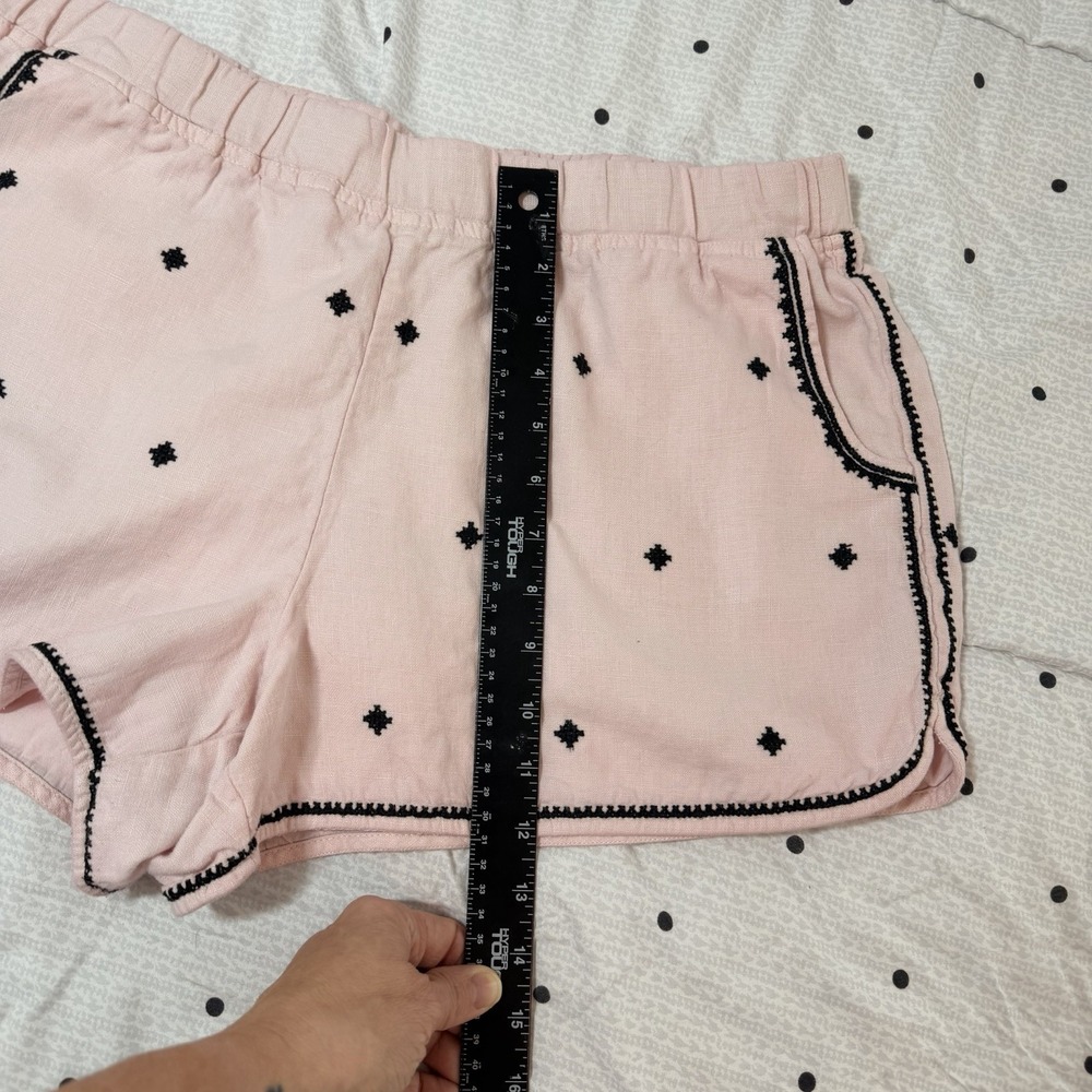 Madewell Pink Linen Pull On Shorts Embroidered Detail Lined Sz XL - Picture 4 of 7